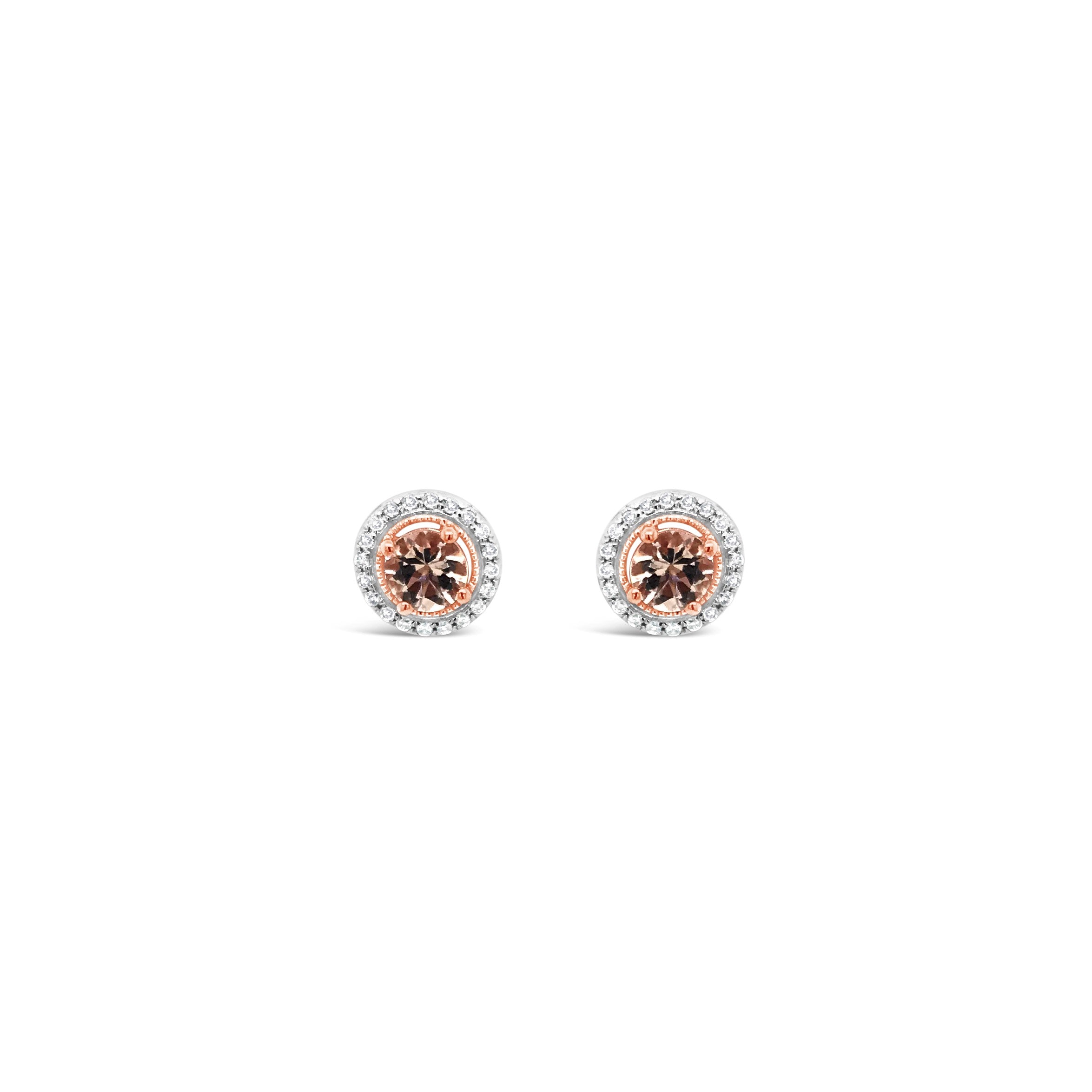 Morganite halo store earrings