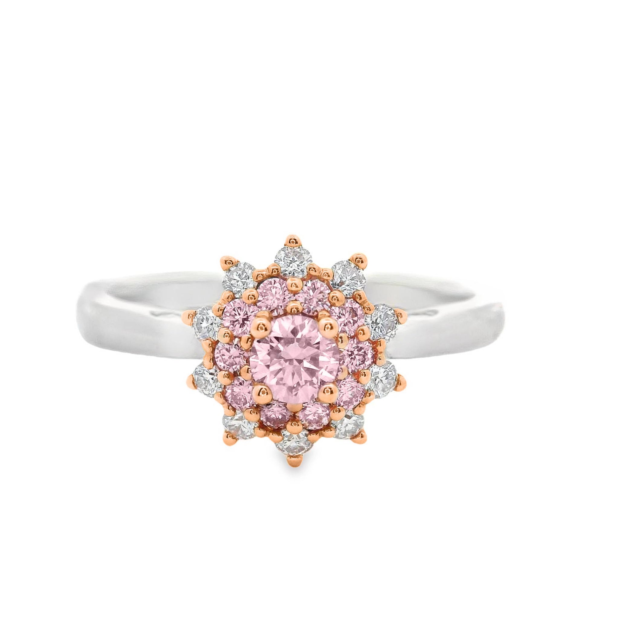 Bespoke 18ct White And Rose Gold Pink Diamond Ring