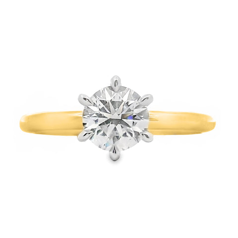 18ct Yellow And White Gold 1.01ct Lab Grown Diamond Solitaire Ring