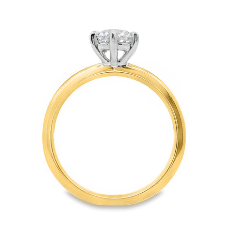 18ct Yellow And White Gold 1.01ct Lab Grown Diamond Solitaire Ring