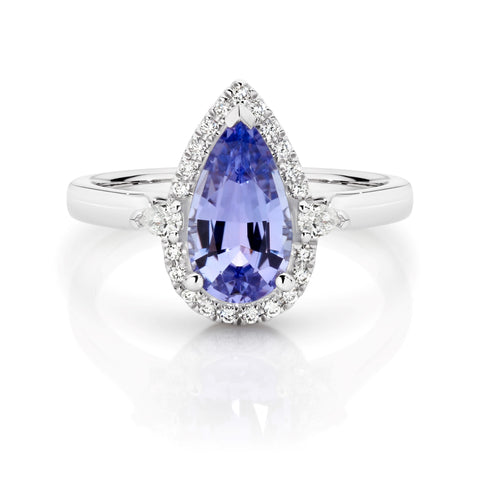 Bespoke 18ct White Gold Tanzanite And Natural Diamond Ring