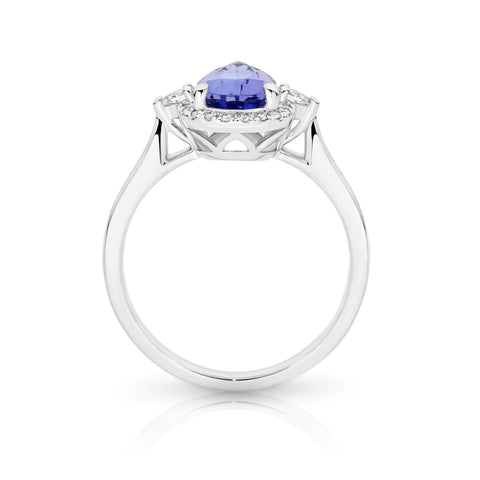 Bespoke 18ct White Gold Tanzanite And Natural Diamond Ring