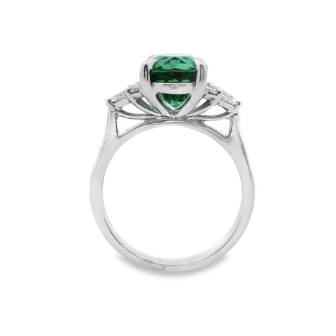 Bespoke Green Tourmaline And Natural Diamond Ring