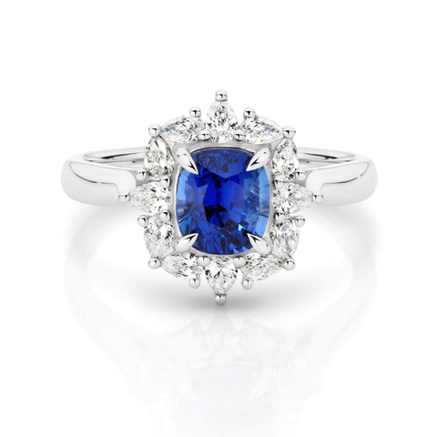 Bespoke Blue Ceylon Sapphire And Natural Diamond Ring