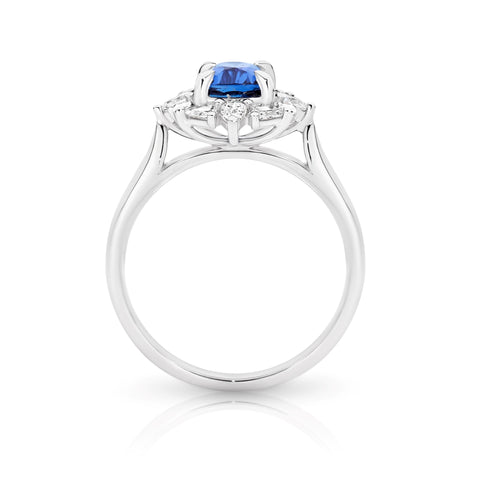 Bespoke Blue Ceylon Sapphire And Natural Diamond Ring