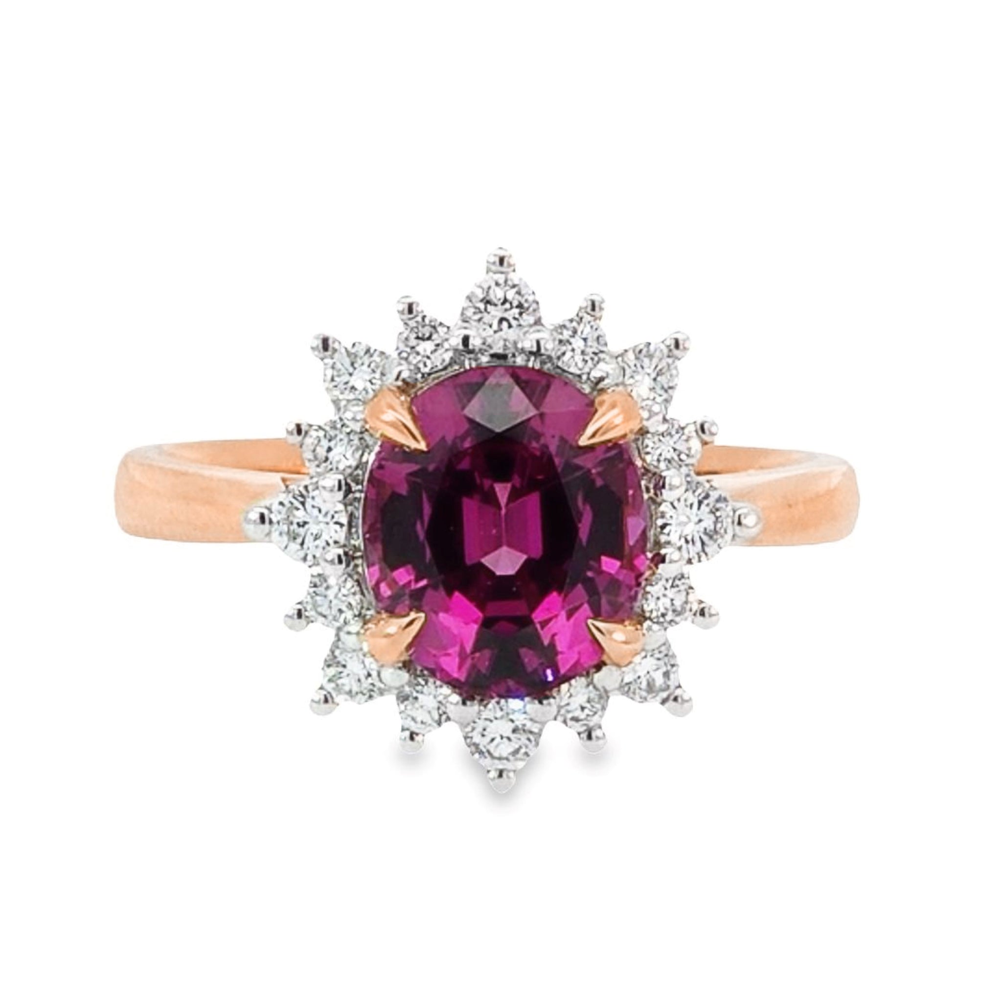 Bespoke 18ct Rose And White Gold Garnet And Diamond Ring