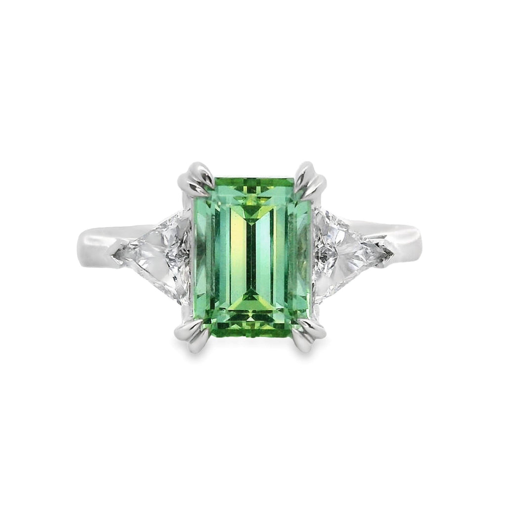 18ct White Gold Bespoke Tourmaline And Diamond Ring