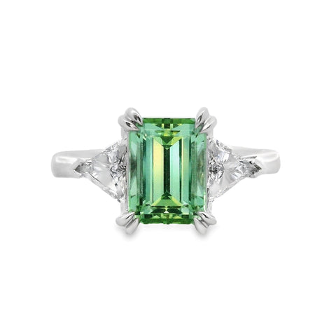 18ct White Gold Bespoke Tourmaline And Diamond Ring