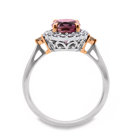 Bespoke 18ct White Gold Pink Tourmaline And Diamond Ring