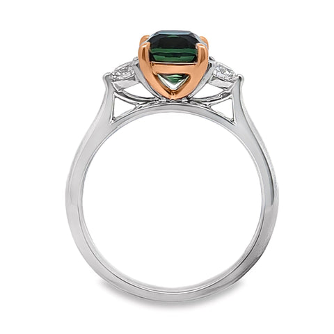 Bespoke 18ct White And Rose Gold Tourmaline And Diamond Ring