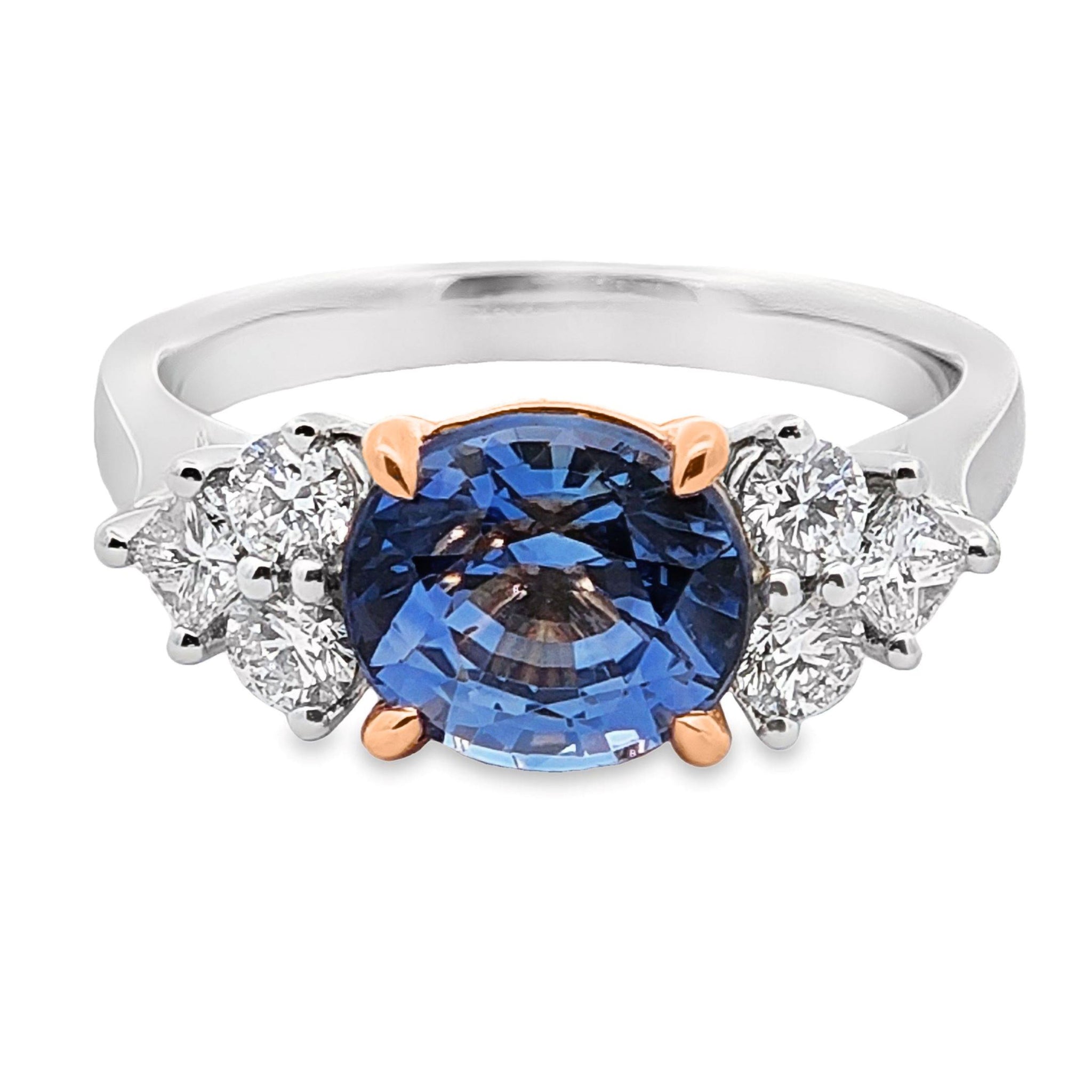 Bespoke 18ct White And Rose Gold Ceylon Sapphire And Diamond Ring