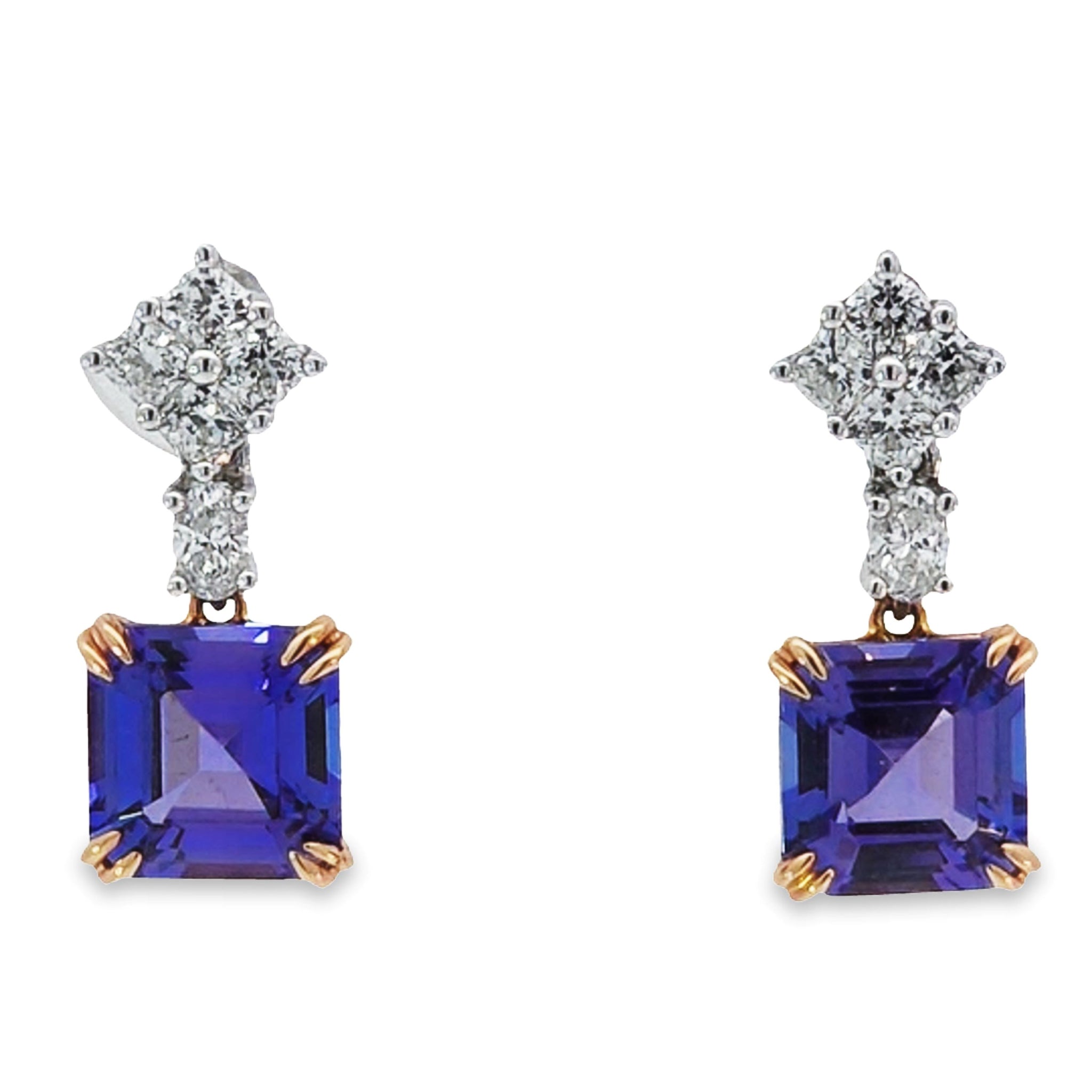 18ct Rose And White Gold Tanzanite And Diamond Earrings