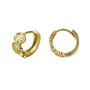 9ct Yellow Gold Filigree Rose Huggies