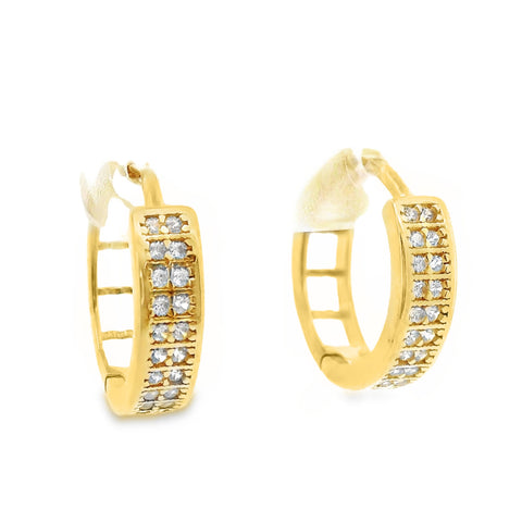 9ct Yellow Gold Fine Claw Set Cubic Zirconia Huggie Earrings