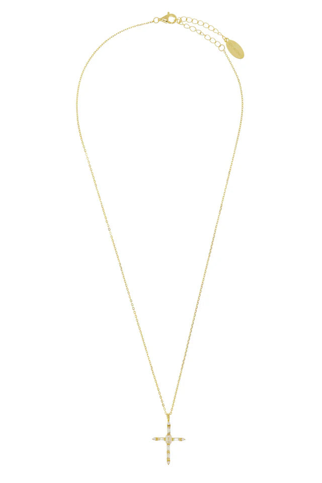 Georgini Gifts Baguette Cross Gold Plated Necklace