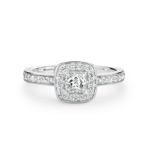 Lucy Natural Diamond Halo Princess Cut Engagement Ring – Duffs Jewellers