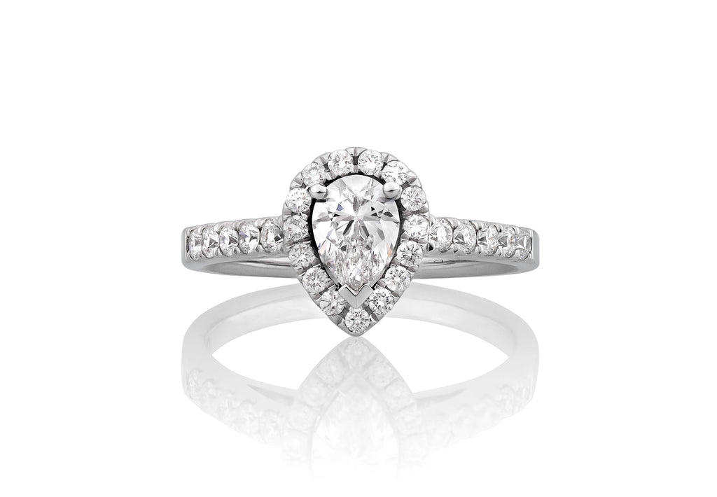 Olivia Natural Diamond Halo Pear Cut Engagement Ring