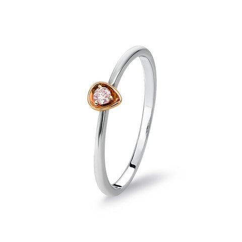 18ct White Gold and Rose Gold Blush Pink diamond Pear Shape Staking Ring.