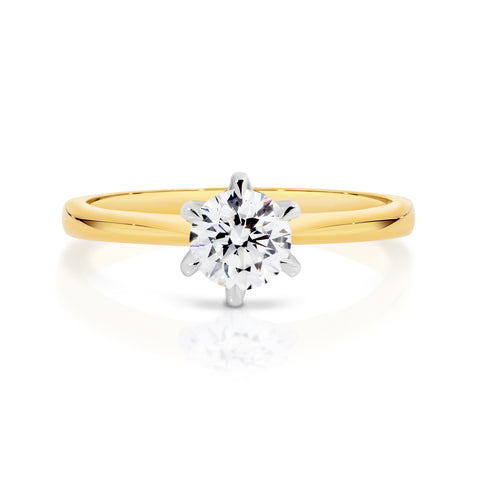 Amelia 18ct Yellow Gold Diamond Solitaire Ring with 0.72c G/SI2
