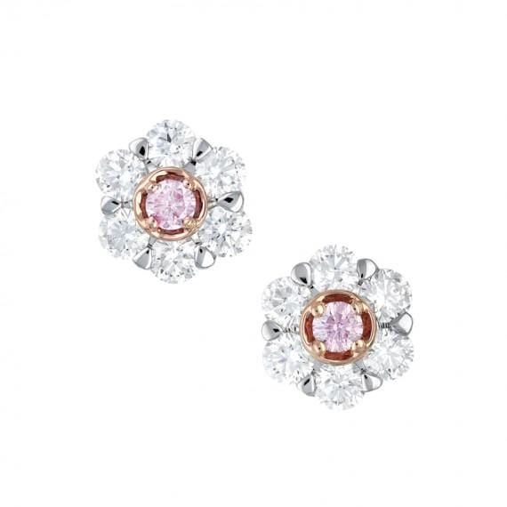 18ct White and Rose Gold Pink Kimberley Petite Flower Style Studs
