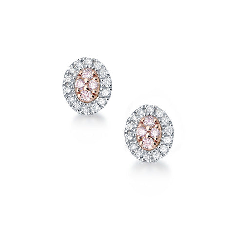 18ct White Gold and Rose Gold Oval Blush Pink Diamond Studs