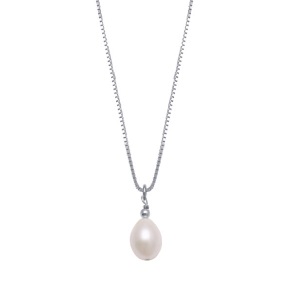 Fine Box Chain Necklace with Oval Pearl – Duffs Jewellers